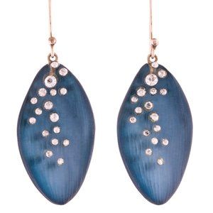 Alexis Bittar Medium Crystal Dust Lucite leaf Leaflet Earrings in Blue color